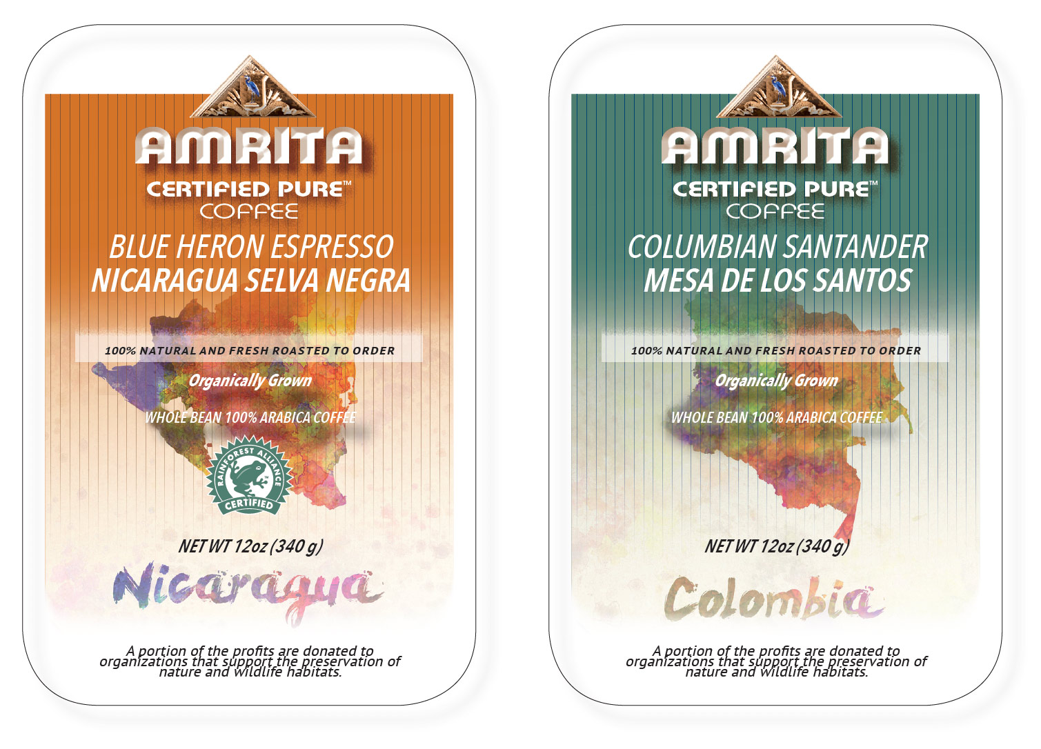 Amrita Certified Pure Coffee Labels